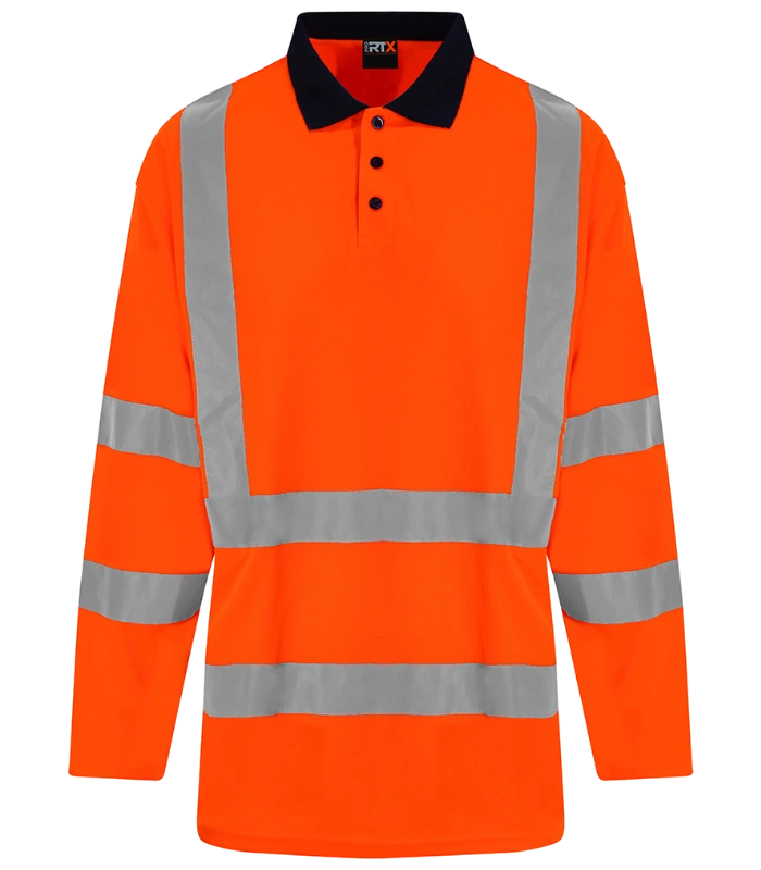 Pro RTX High Visibility Pro RTX High Visibility Long Sleeve Polo Shirt in OR/NV