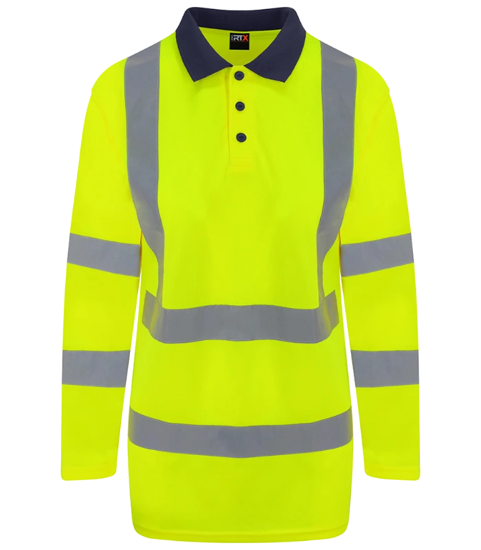 Pro RTX High Visibility Pro RTX High Visibility Long Sleeve Polo Shirt in YL/NV