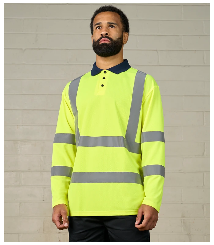 Pro RTX High Visibility Pro RTX High Visibility Long Sleeve Polo Shirt in YL/NV