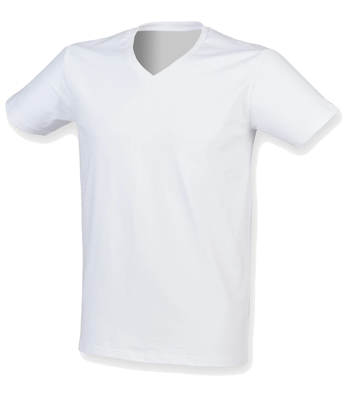 SF Clothing SF Clothing Feel Good Stretch V Neck T-Shirt in WHI