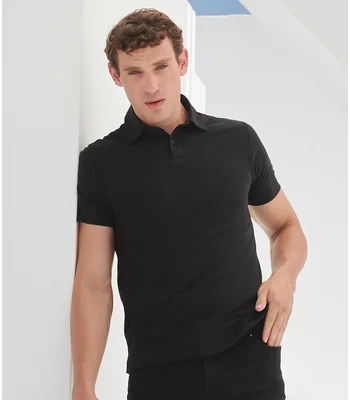 SF Clothing SF Clothing Stretch Piqué Polo Shirt in BLK