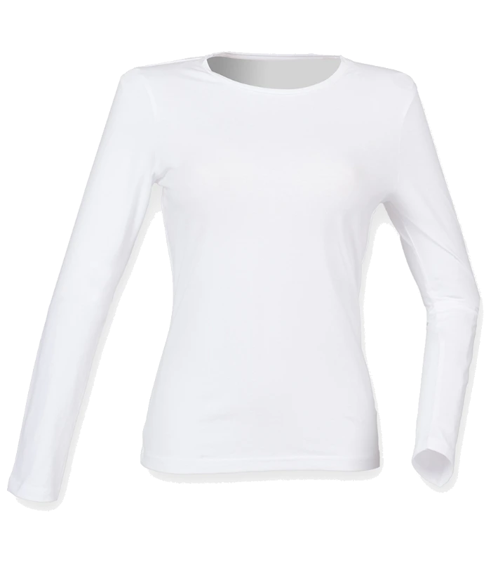 SF Clothing SF Clothing Ladies Feel Good Long Sleeve Stretch T-Shirt in WHI