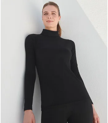 SF Clothing SF Clothing Ladies Feel Good Stretch Roll Neck T-Shirt in BLK