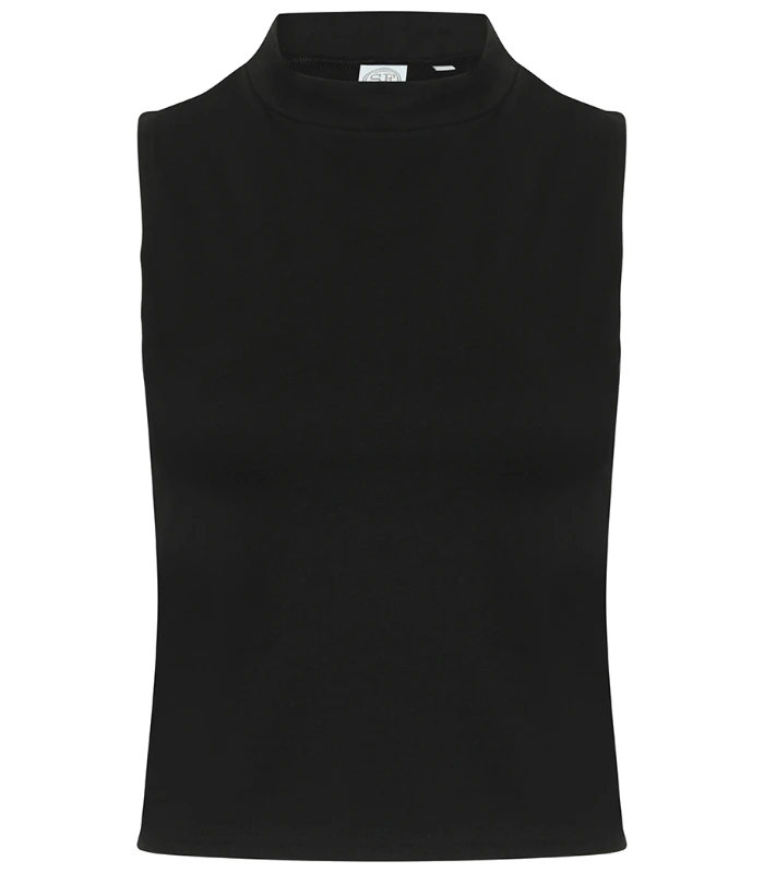 SF Clothing SF Clothing Ladies High Neck Crop Vest in BLK