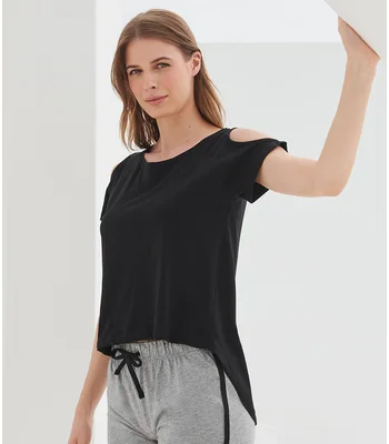 SF Clothing SF Clothing Ladies Drop Tail T-Shirt in BLK