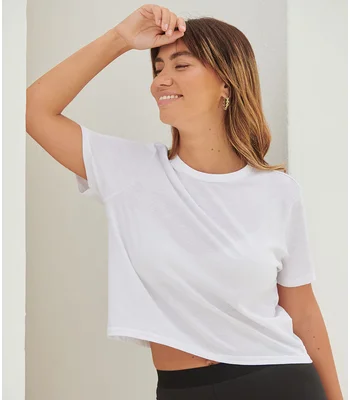 SF Clothing SF Clothing Ladies Cropped Boxy T-Shirt in WHI