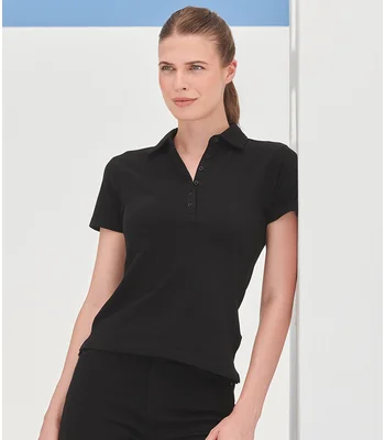 SF Clothing SF Clothing Ladies Stretch Piqué Polo Shirt in BLK