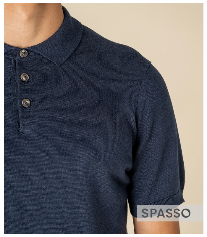 Spasso Spasso Knitted Polo Shirt in ALG