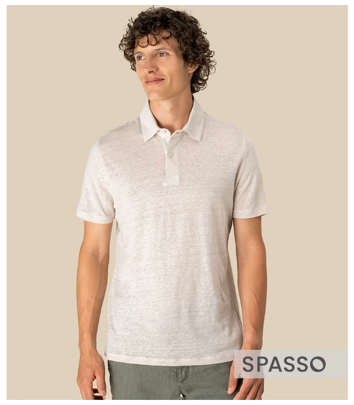 Spasso Spasso Knitted Linen Polo Shirt in LNS