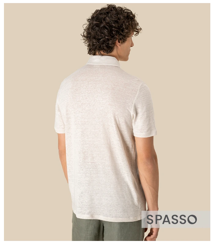 Spasso Spasso Knitted Linen Polo Shirt in LNS