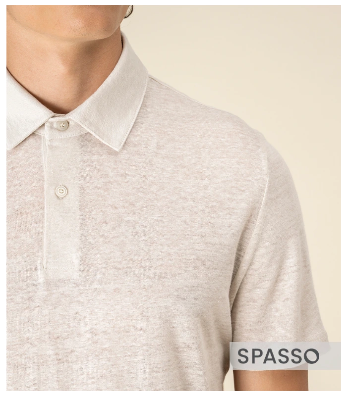 Spasso Spasso Knitted Linen Polo Shirt in NAV