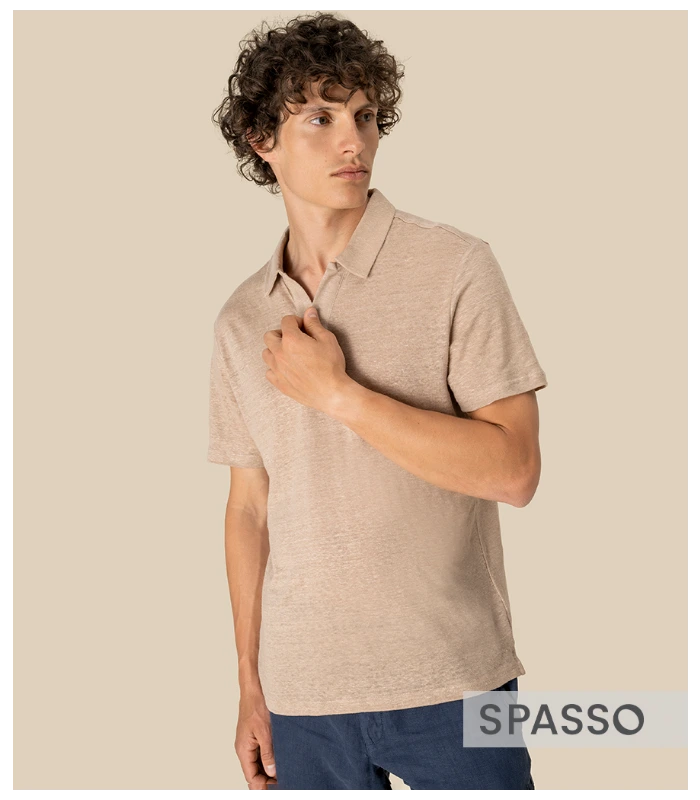 Spasso Spasso Linen Polo Shirt in WES
