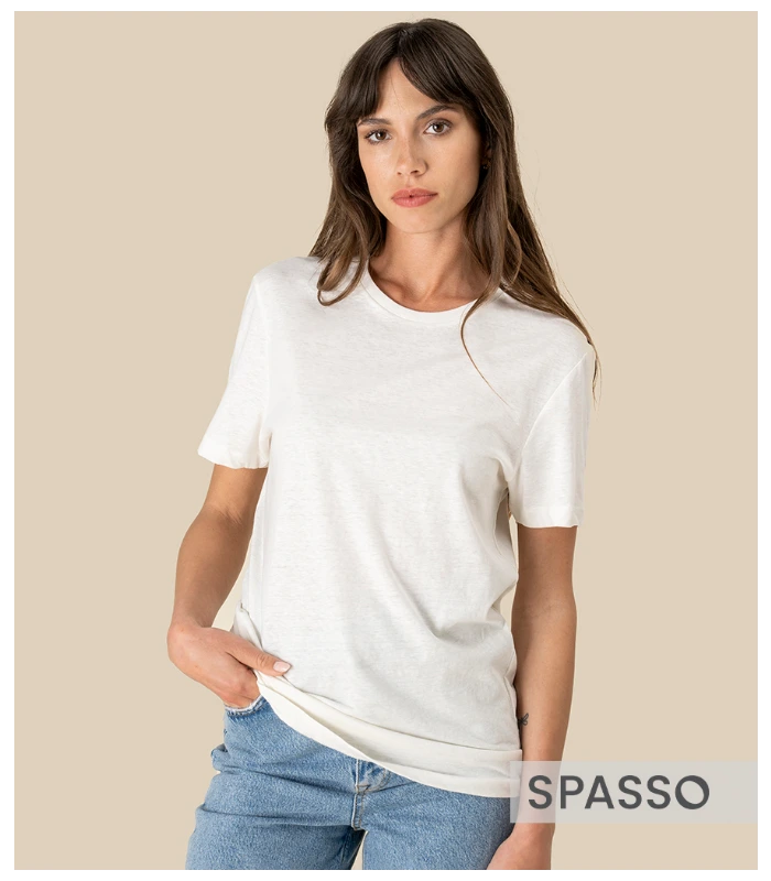 Spasso Spasso Unisex Organic Cotton Linen Blend T-Shirt in IVO