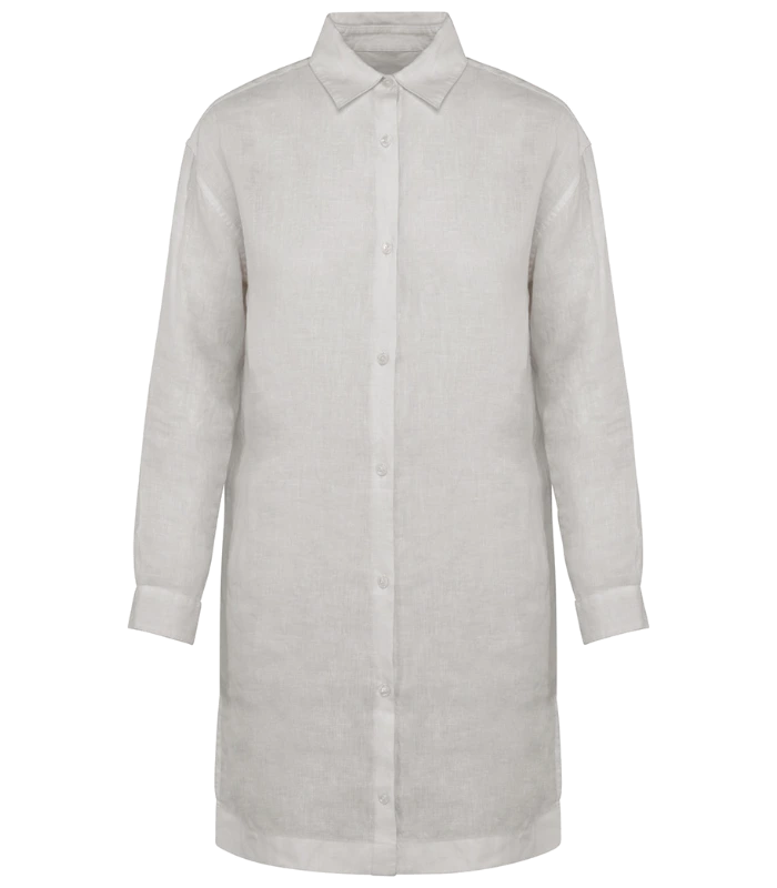 Spasso Spasso Ladies Linen Dress Shirt in WHI