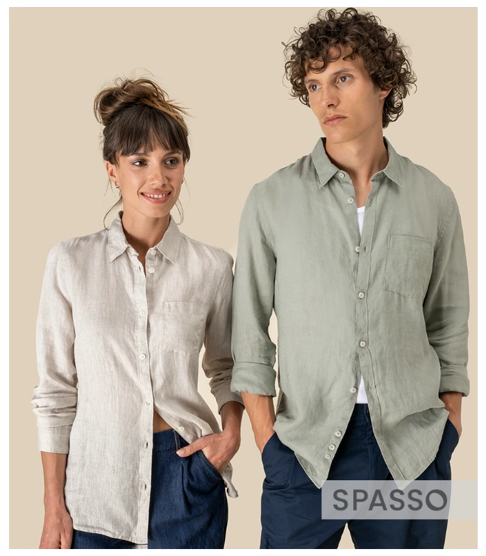 Spasso Spasso Long Sleeve Linen Shirt in BLK
