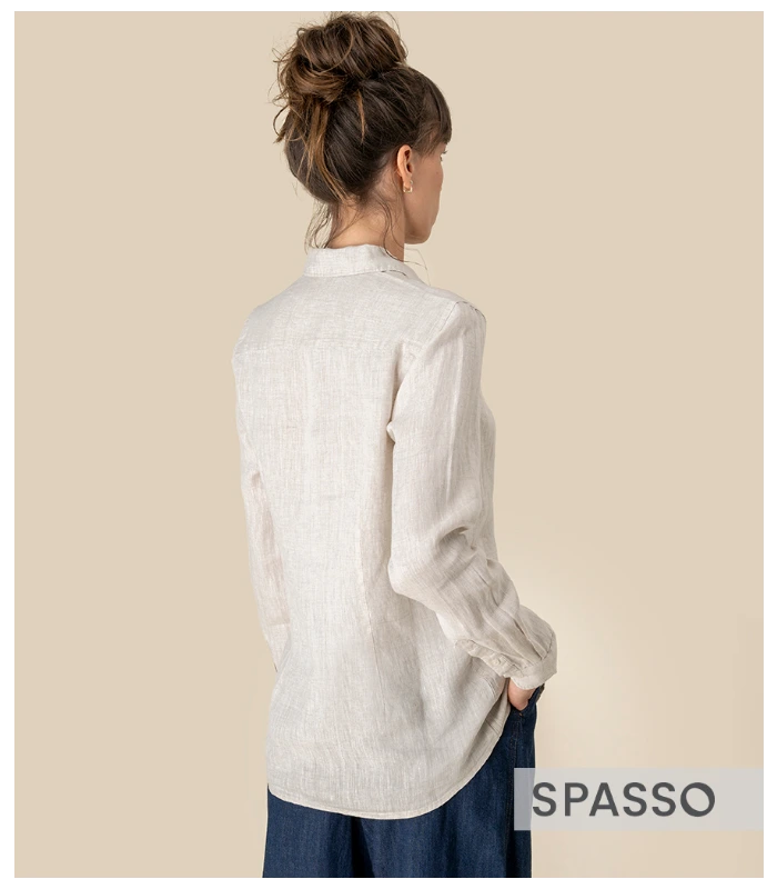 Spasso Spasso Ladies Long Sleeve Linen Shirt in LNN