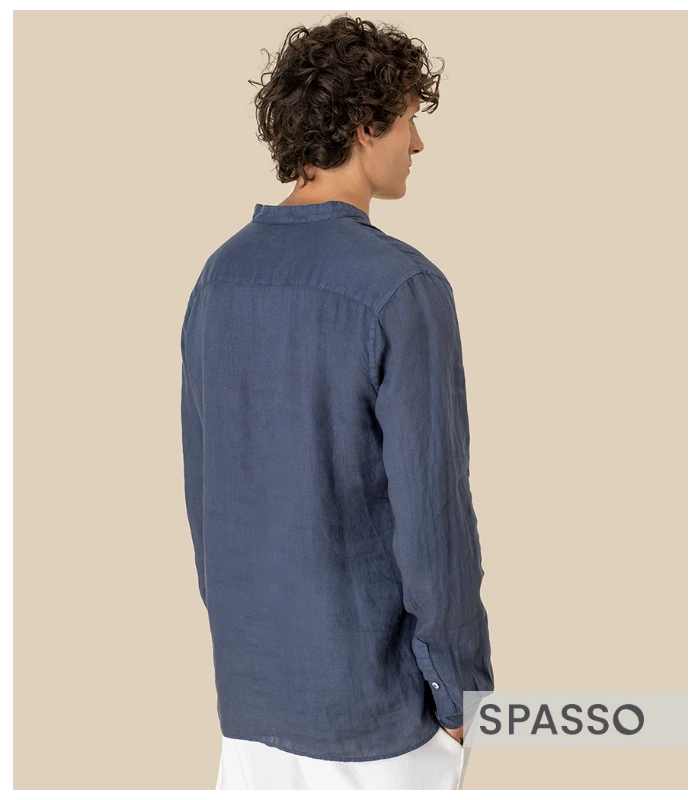Spasso Spasso Washed Mao Collar Shirt in WNV