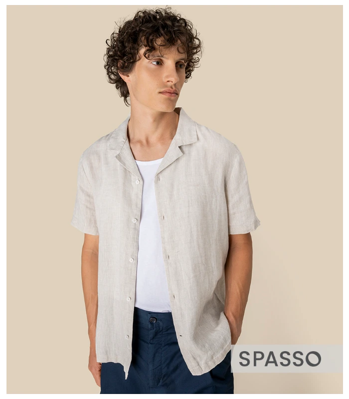 Spasso Spasso Short Sleeve Linen Shirt in LNN