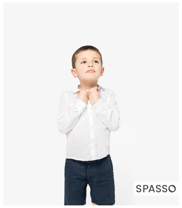Spasso Spasso Kids Long Sleeve Linen Shirt in WHI