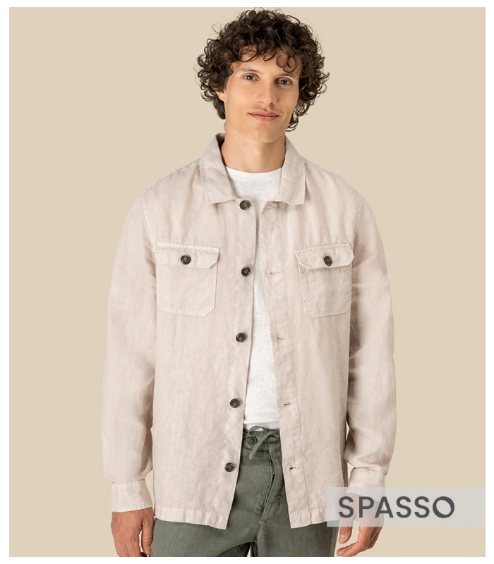 Spasso Spasso Linen Washed Overshirt in WLS