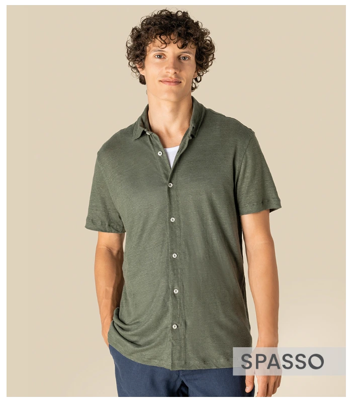 Spasso Spasso Short Sleeve Linen Shirt in LNS