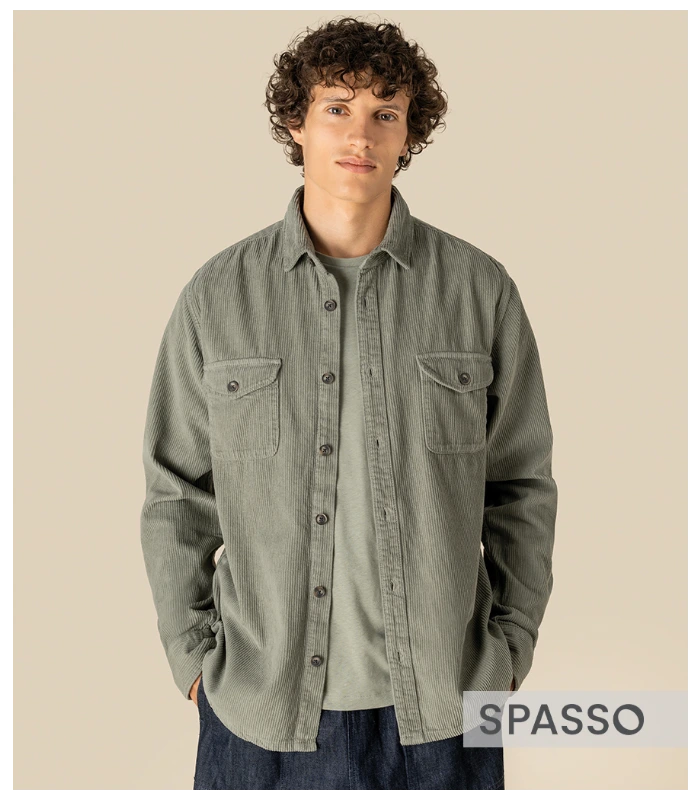 Spasso Spasso Faded Corduroy Overshirt in WNV
