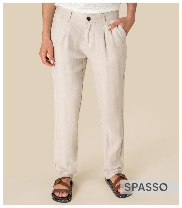 Spasso Spasso Ladies Linen Trousers in WHI