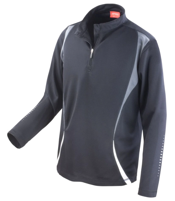 Spiro Spiro Unisex Zip Neck Trial Training Top in B.G.W
