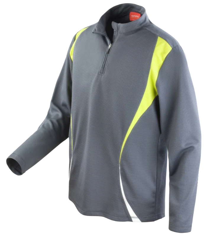 Spiro Spiro Unisex Zip Neck Trial Training Top in G/L/W
