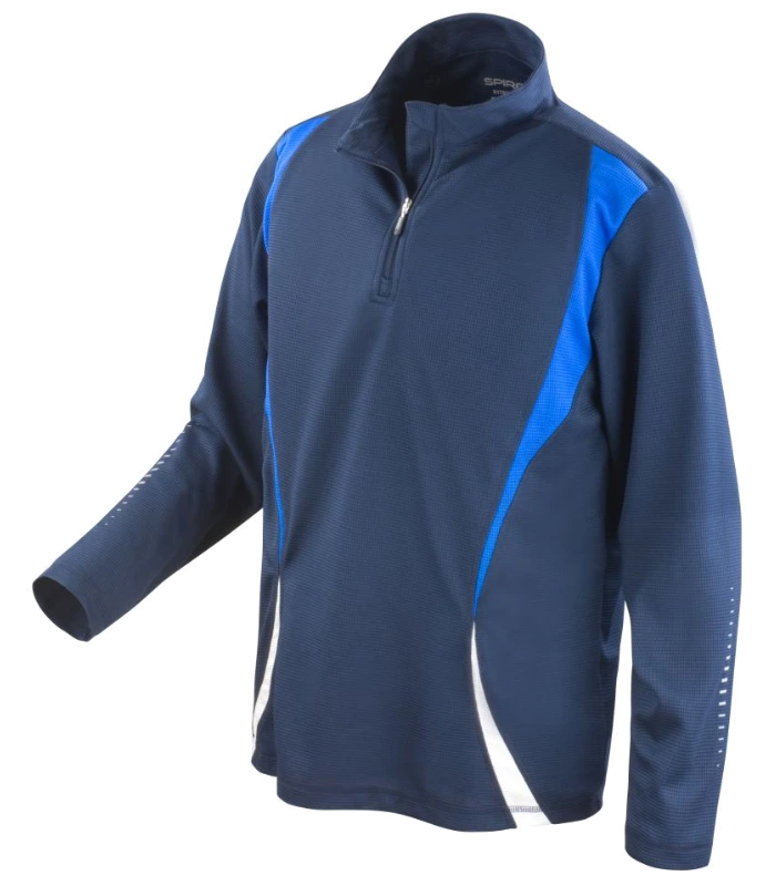 Spiro Spiro Unisex Zip Neck Trial Training Top in N-R-W