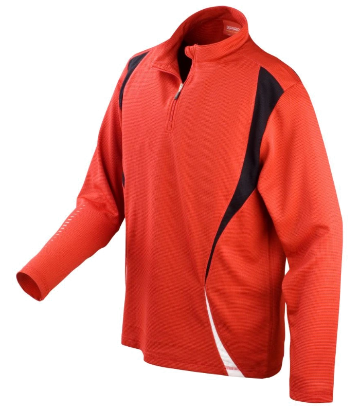 Spiro Spiro Unisex Zip Neck Trial Training Top in R-B-W