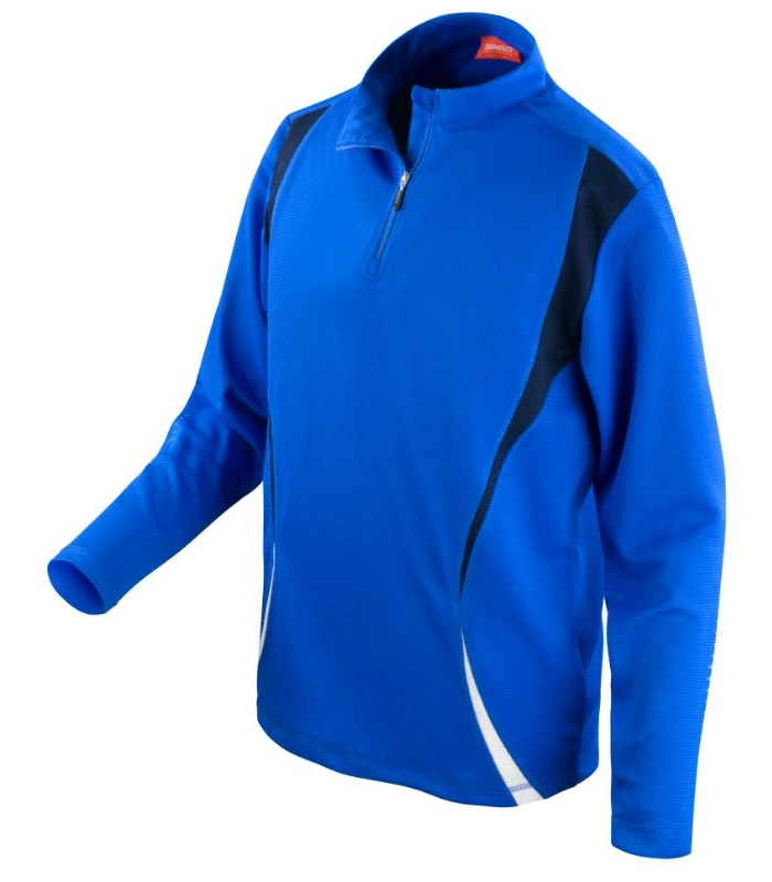 Spiro Spiro Unisex Zip Neck Trial Training Top in R-N-W