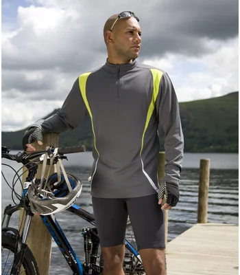 Spiro Spiro Unisex Zip Neck Trial Training Top in N-R-W
