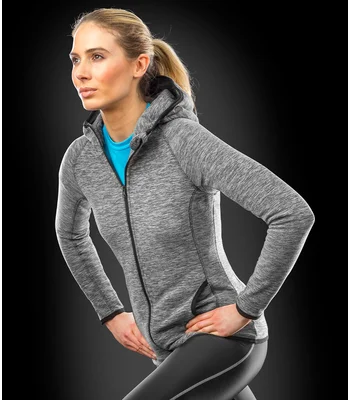 Spiro Spiro Ladies Micro Fleece Hoodie in GY/BK