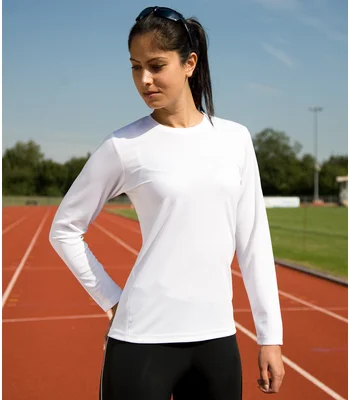 Spiro Spiro Ladies Performance Long Sleeve T-Shirt in WHI