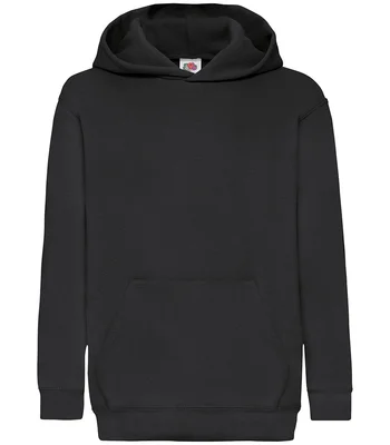 Fruit of the Loom Fruit of the Loom Kids Classic Hooded Sweatshirt in BLK