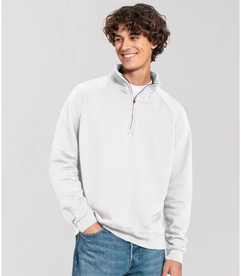 Fruit of the Loom Fruit of the Loom Iconic Premium Zip Neck Sweatshirt in White