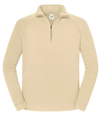 Fruit of the Loom Fruit of the Loom Iconic Premium Zip Neck Sweatshirt in Desert Sand