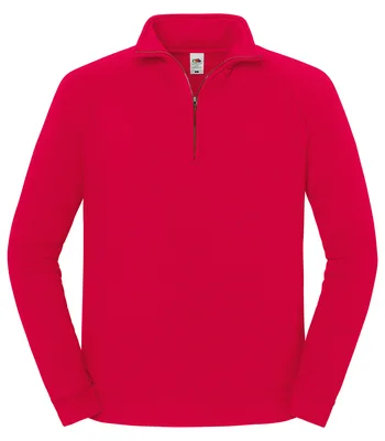 Fruit of the Loom Fruit of the Loom Iconic Premium Zip Neck Sweatshirt in Red