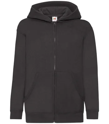 Fruit of the Loom Fruit of the Loom Kids Classic Zip Hooded Sweatshirt in BLK
