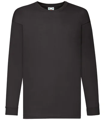 Fruit of the Loom Fruit of the Loom Kids Long Sleeve Value T-Shirt in BLK