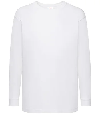 Fruit of the Loom Fruit of the Loom Kids Long Sleeve Value T-Shirt in WHI