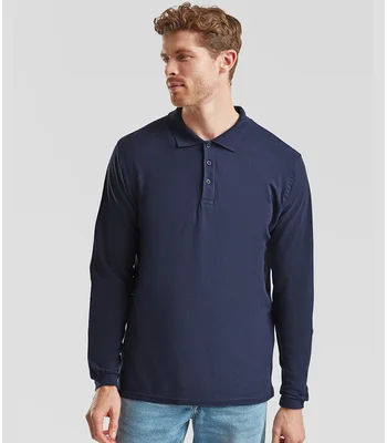 Fruit of the Loom Fruit of the Loom Premium Long Sleeve Cotton Piqué Polo Shirt in FOR