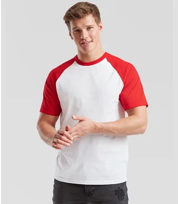 Fruit of the Loom Fruit of the Loom Contrast Baseball T-Shirt in WH/RD