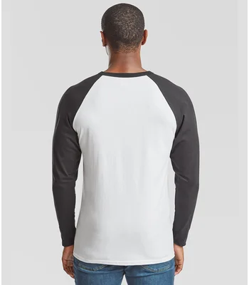 Fruit of the Loom Fruit of the Loom Contrast Long Sleeve Baseball T-Shirt in W/DNA