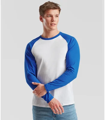 Fruit of the Loom Fruit of the Loom Contrast Long Sleeve Baseball T-Shirt in WH/RY