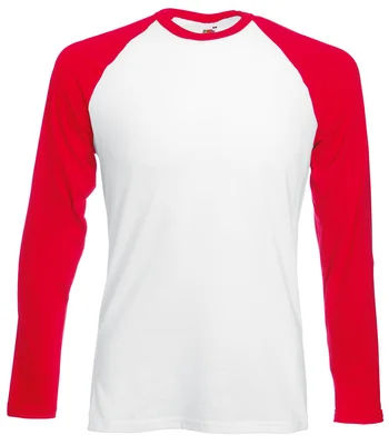 Fruit of the Loom Fruit of the Loom Contrast Long Sleeve Baseball T-Shirt in WH/BK