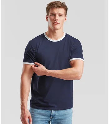 Fruit of the Loom Fruit of the Loom Contrast Ringer T-Shirt in NV/WH