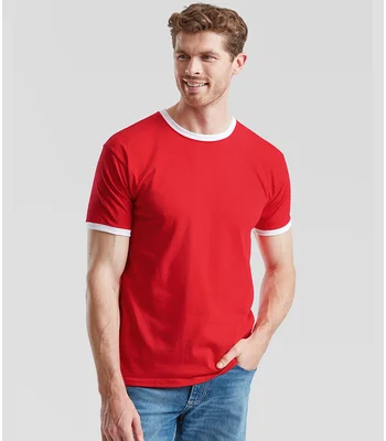 Fruit of the Loom Fruit of the Loom Contrast Ringer T-Shirt in RD/WH