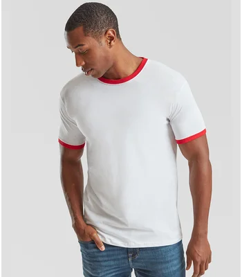 Fruit of the Loom Fruit of the Loom Contrast Ringer T-Shirt in WH/RD